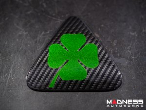  Alfa Romeo Giulia Quadrifoglio (QV) Fender Badge Cover Set - Carbon Fiber - Green Clover